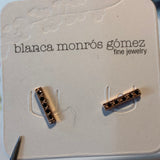 dainty diamond bar studs with black diamonds