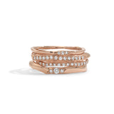 thick wavy band rose gold with diamonds