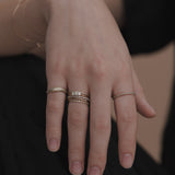 triple white diamond ring- 14k rose gold-  size 5.5