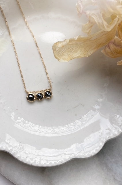 Moon Necklace Pendant With Black diamond In 14K Rose Gold | Fascinating  Diamonds