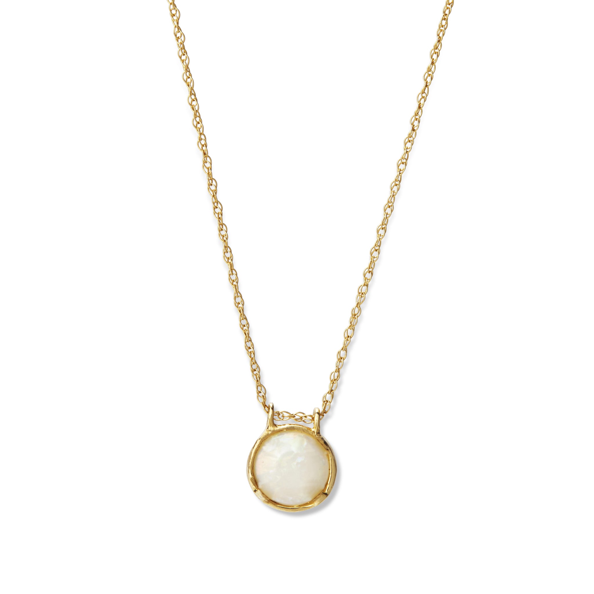 14K White Gold .2ct Opal Diamond Necklace (18
