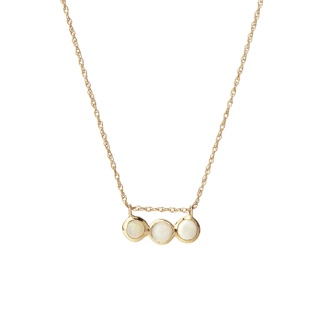 opal three stone necklace