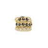 thin wavy band with 3 black diamonds