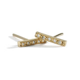 dainty diamond bar studs with black diamonds