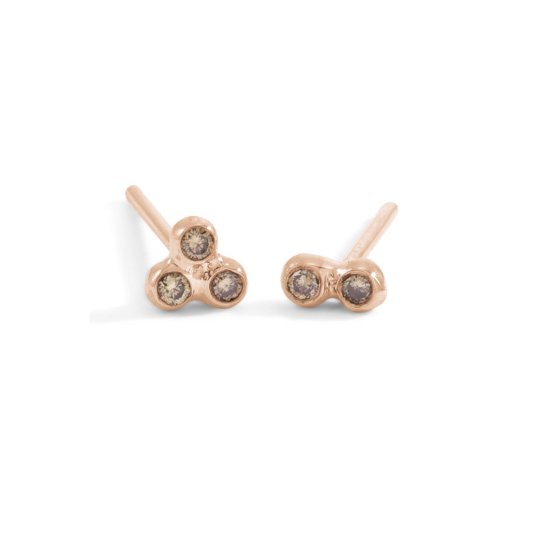 Syna Yellow Gold and Champagne Diamond Earrings  Champagne diamond earrings  Stud earrings Flower earrings studs